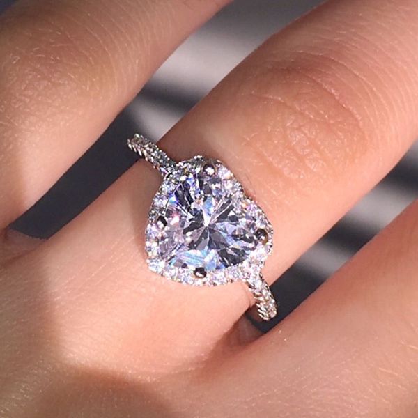 

fashion crystal zircon heart shaped wedding rings women's zircon engagement rings glamour jewelry me0099, Slivery;golden