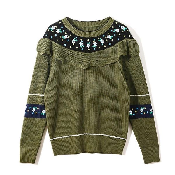 

women o neck knitted sweater knitwear slim green warm casual sweater, White;black