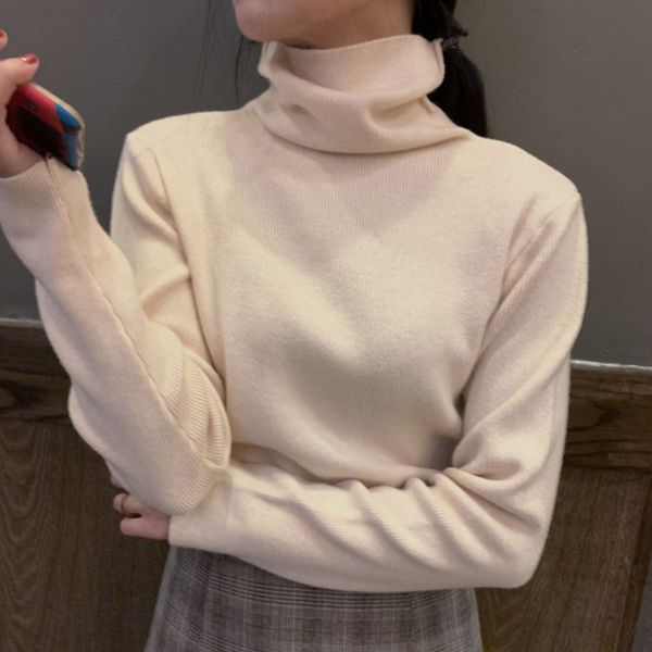 

winter women christmas sweaters ladies fashion simple turtleneck cashmere pullover female korean chic basic knitted jumpers, White;black