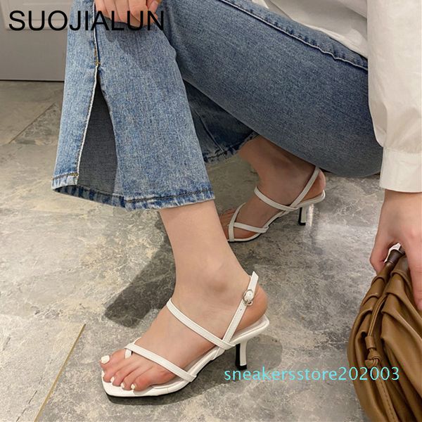 

suojialun 2020 summer women sandal shoes ankle strap heels women sandals open toe chunky high heel party dress shoes s03, Black