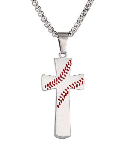 Großhandel wählen Stile 2020 Neue Kreuz Baseballschläger Halskette Anhänger Gold Silber Schwarz Farbe Edelstahl Baseball Kreuz Anhänger Halskette