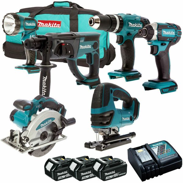 

Makita dlx6017 18v lxt 6 piece cordle combo power tool kit 3 x 3 0ah batterie