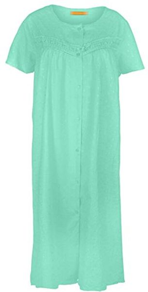 

ezi women's short sleeve button-down cotton duster house dress, Black;gray