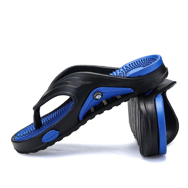 

2019 big size fashion massage men slipper shoes summer water male sandals flat beach shoes non-slip mens flip flop c13, Black
