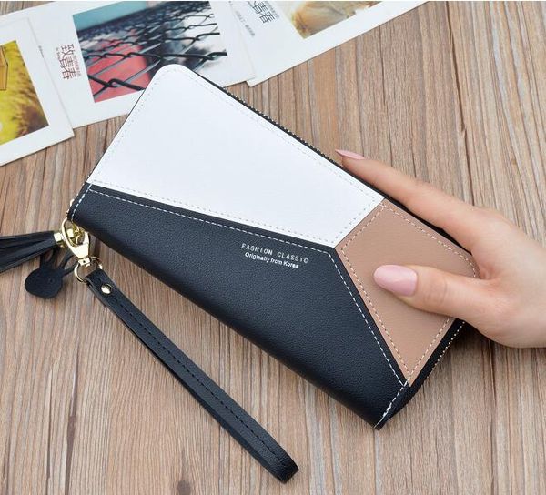 

designer women handbag purse female long korean version color stitching zipper large-capacity money mobile phone bag wallet card bags/4
