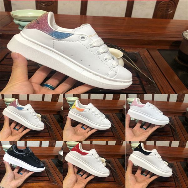 

with box] kids 2020 new designer childrens shoes boy oversized leather casual shoe sneakers raised white leather platform girl shoes mk090, Black