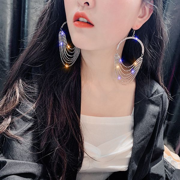 

jewelry accessories brithday gift women semi-round geometric dangle earrings rhinestone drop earrings birthday gift, Silver