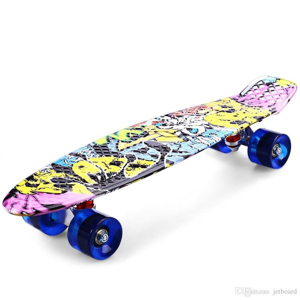 

cl - 85 printing graffiti style skateboard complete 22 inch retro cruiser longboard tyle printing long skate board colorful