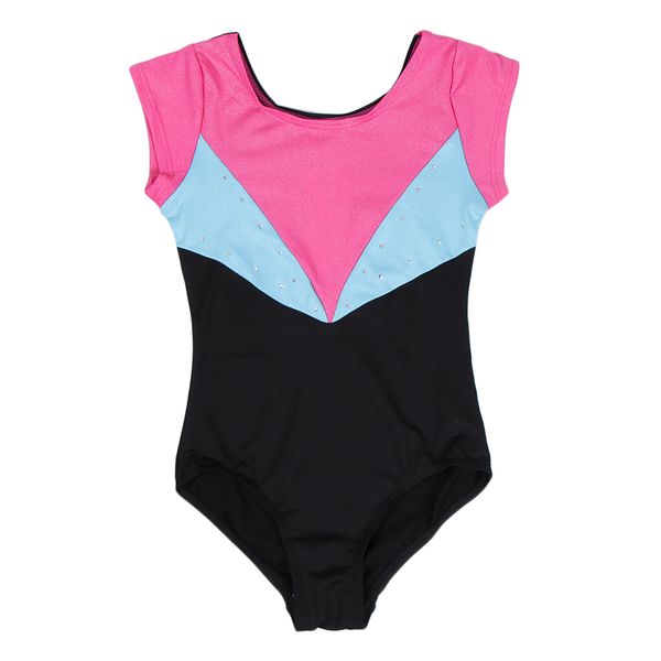 

girl's gymnastics leotards sleeved ballet dance athletic bodysuit, Black;red