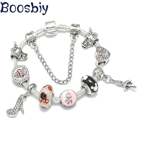 

boosbiy european style cartoon pendant fit original bracelets & bangles for women fashion jewelry gift, Golden;silver