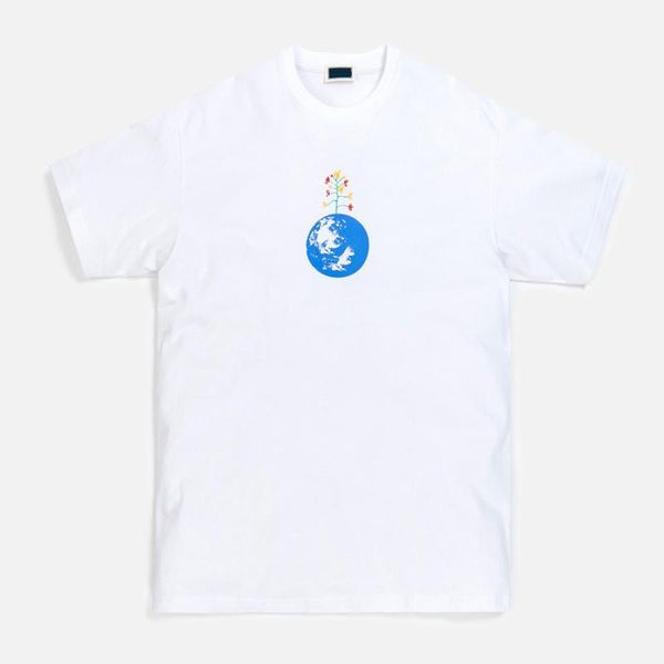 

20ss earth day tee letter printed summer men women simple solid color t-shirt high street skateboard short sleeve breathable hfymtx882, White;black