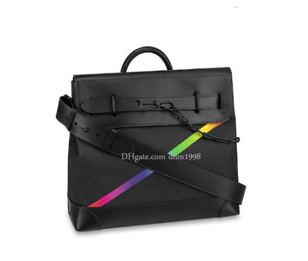 

19 fashionable new men's handbag leather rainbow zipper business bag men's simple business handbag 38.0 x 39.0 x 15.0 cm