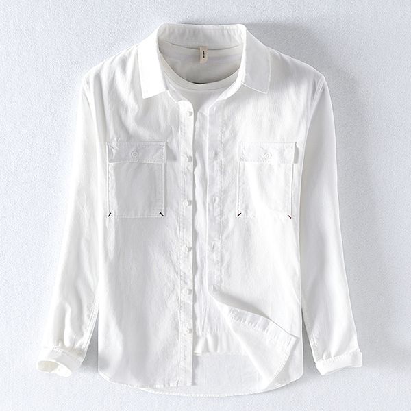 

2019 autumn and winter new men corduroy long-sleeved shirt with pocket casual cotton men shirt brand spring shirts for, White;black