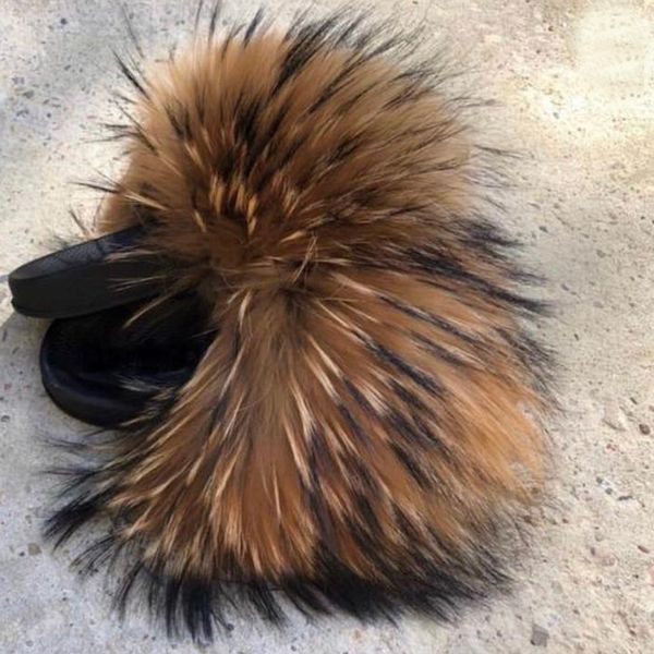 

2019 Раса PLE Оптовых Детей Real Fox Тапочки Cute Raccoon Слайды пушистых тапочки малыши обувь
