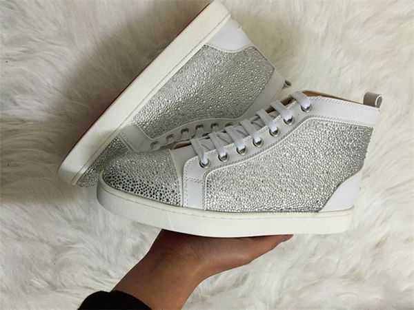 

высокое качество top red bottom синий sneaker плоский chris_tian мода заклепки шипованных узелок причинная обуви мужчина женщина дешевые кро, Black