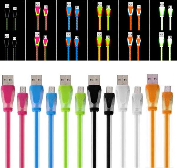 

Видимый светодиодный свет Micro USB Sweet Candy кабель 1 м 3 фута плоский лапша зарядное уст