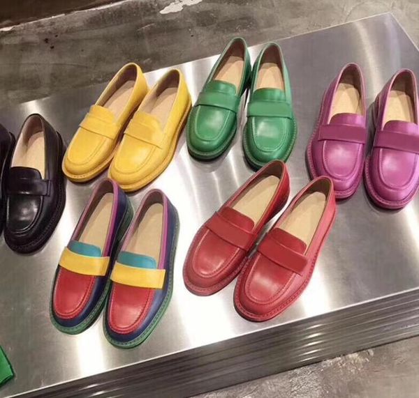 

flat heeled boat shoes 2019 new pattern designer leather fashion woman shoes authentic cowhide metal buckled formal casual alphabet shoes 41, Black