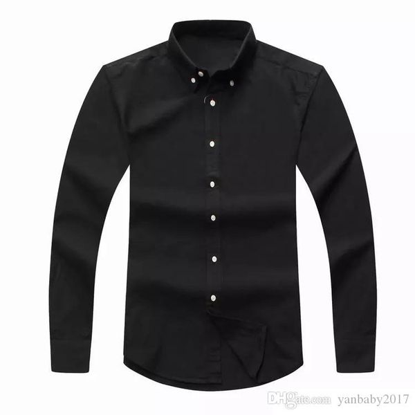 

wholesale classic business men's long-sleeved dress shirt pure men's casual polo shirt oxford shirt social brand clothing big size, White;black
