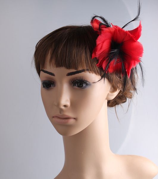 

elegant feather fascinator hair accessories good as party hats wedding hats brooches multicolor available myq099, Blue;gray