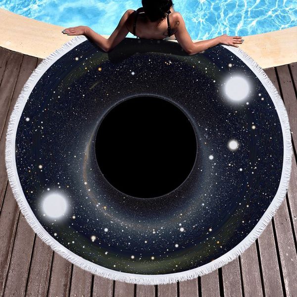 

black hole printed large round beach towel 150*150 microfiber fabric bath shower towel for thick home decor mat rugrats