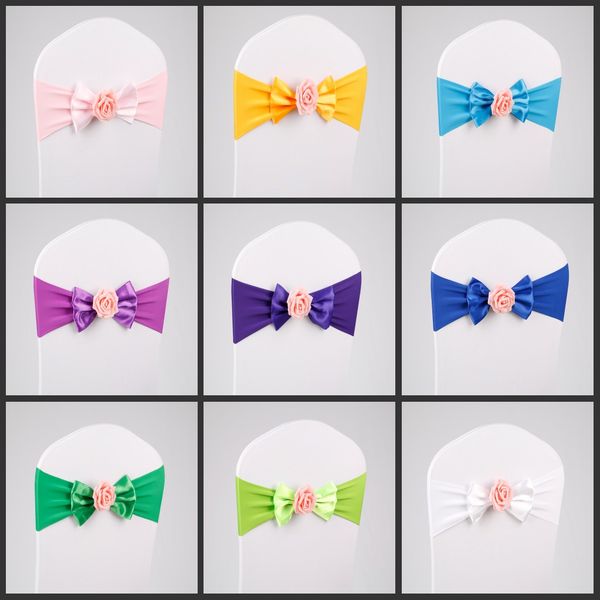 Rose No Tie Bow Backs Bowknot Elastic Spandex Wedding Chair Cover