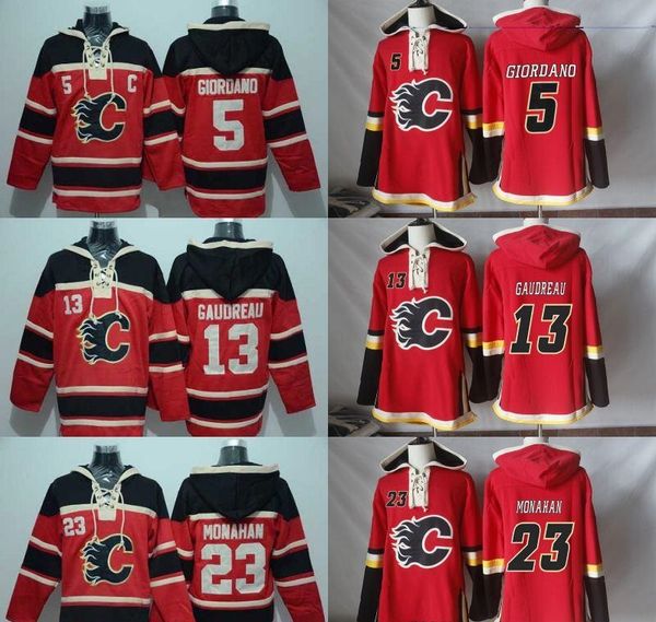 

calgary hoodie 13 johnny gaudreau 23 sean monahan 7 tj brodie 5 mark giordano hockey hoodies jerseys sweatshirts, Black;red