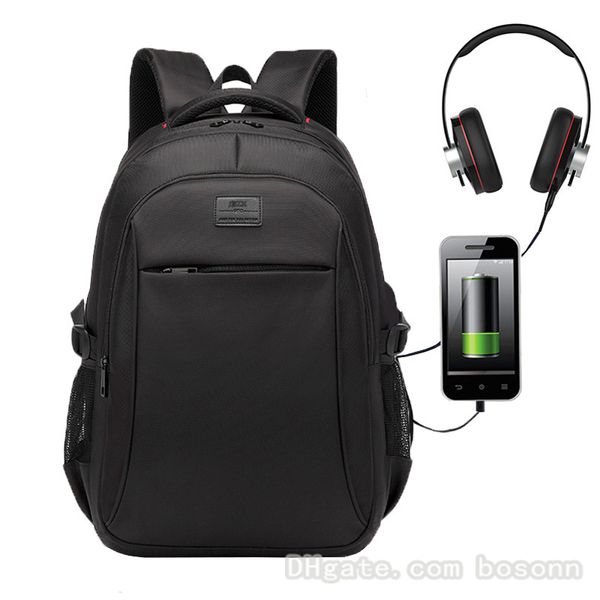 

Men's Brand Backpack Waterproof USB Charging Laptop Backpack Fits 15.6 Inch Laptop College School Bag (Black)