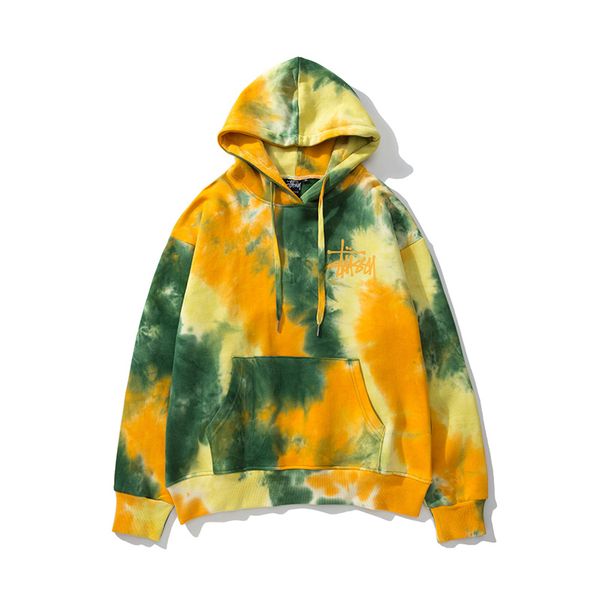 

stussys mens womens designer hoodie luxury design high end pullover fashion tide brand tie dye gradient hooded plus velvet couple sweatshirt, White;black