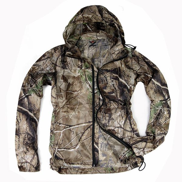 

bionic camouflage skin shirt ultra-thin breathable clothes men outdoor camping hunting fishing quick dry sunscreen hooded jacket, Blue;black