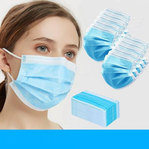 

dhl ship in stock 50 1pcs box hood mask face masksrtification protect 3 layers filter dustproof earloop non woven mouth masks cbrr