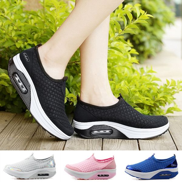 

women's outdoor sports shake shoes air cushion non-slip mesh breathable walking shoes, Black