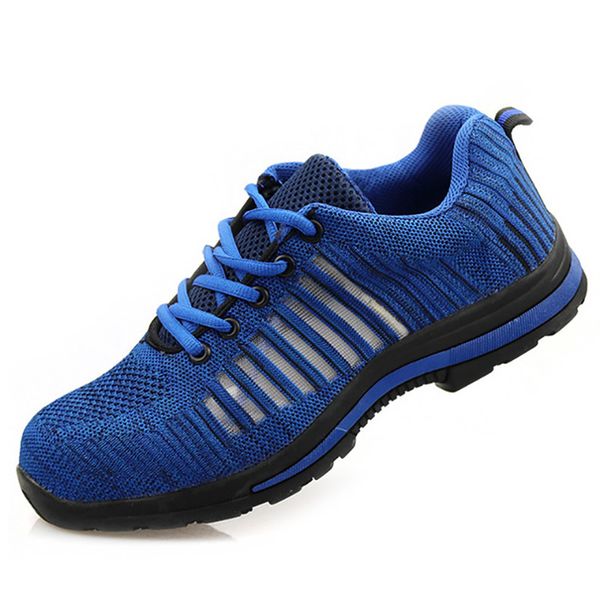 

men safety shoes breathable mesh steel toe outdoor work safety boot for men boots puncture proof work shoe plus size 46, Black