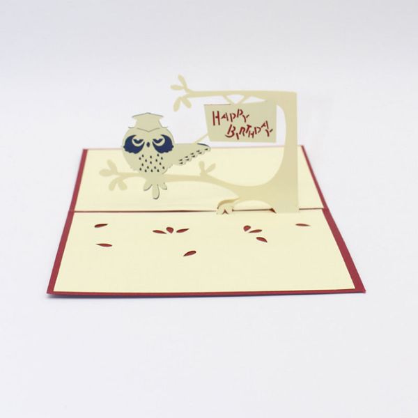 

3d pop up card creative cartoon owl handmade greeting cards paper art carving birthday gift ing