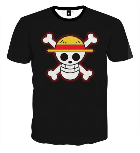 

мужской дизайнер пиратский король 3dt рубашка мультфильм шаньтоу луффи цифровая печать с коротким рукавом соломенная шляпа кости миллион фут, White;black