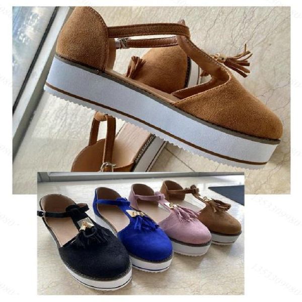 

2020 spring and summer shoes tassel buckle ladies sandals large size european and american women's shoes, Black