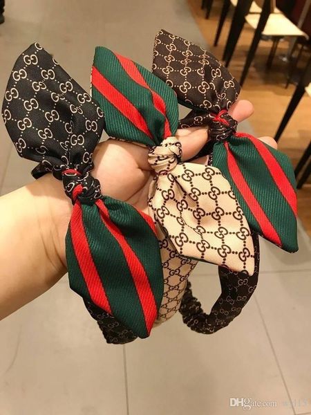 

new arrival designer headband elegant bow-knot elastic hair bands creative splice brand headband silk fashion women luxury jewelry, Pink