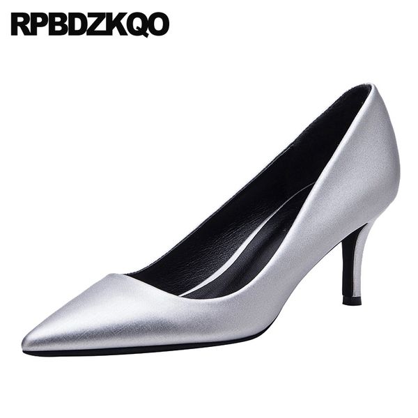 

pumps stiletto ultra italian slip on pointed toe satin extreme scarpin european designer shoes silver super medium heels high, Black
