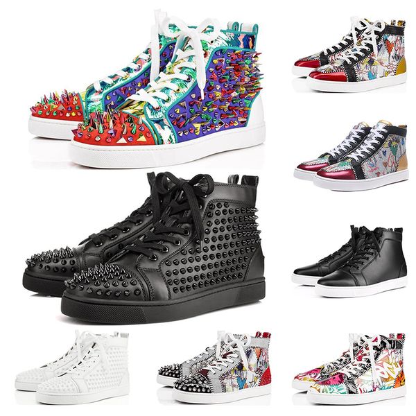 

горячая высокого качества 2019 конструктор red bottoms обувь для мужчин и женщин многоцветной черные плоское дно флэш казуальных винтажных ш, Black