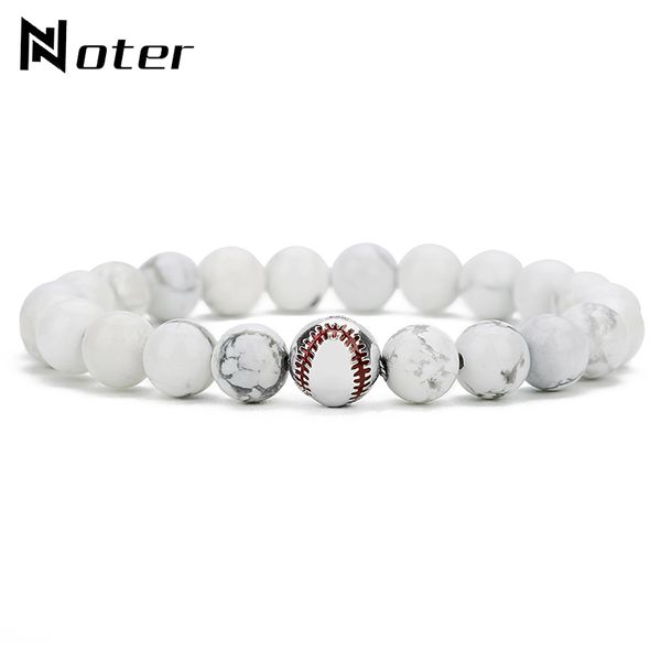 

minimalist natural stone bracelet cute baseball charm braslet men cool biker casual jewelry armband, Black