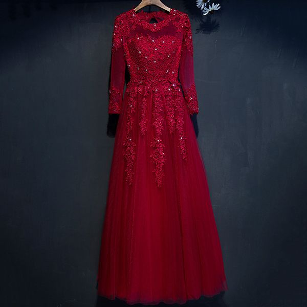 

burgundy lace tulle prom dresses with beaded appliques 2020 long evening gowns formal party dress with open back, Black