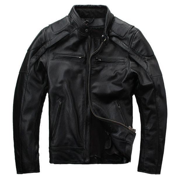 

2019 fashion fold sheepskin genuine leather shirt men slim fit real leather jacket mens thin slim fit black casual coat