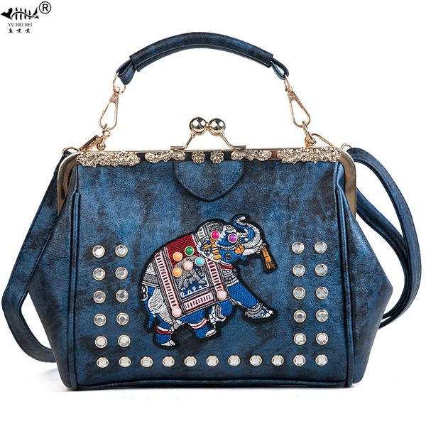 

diamond embroidery elephant kiss lock flower shell bag bags for women shoulder crossbody bag vintage pu leather women's handbags