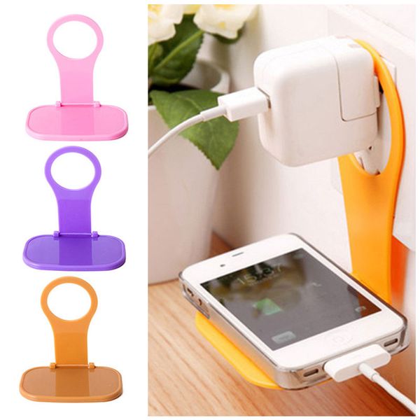 

10pcs folding mobile phone wall charger adapter charging holder hanging stand bracket support charge hanger rack shelf cell phone hooklp0250
