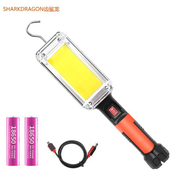 

portable lanterns 7500lm superbright led work light cob floodlight usb rechargeable magnetic hook clip waterproof use 2*18650