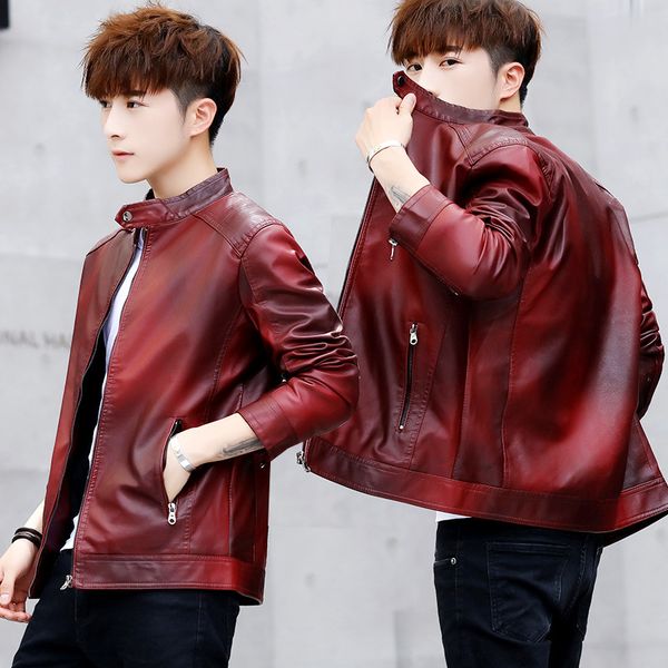 

men's leather jackets coats 2019 new spring autumn pu leather jacket mens casual outwear male motorcycle biker jackets, Black