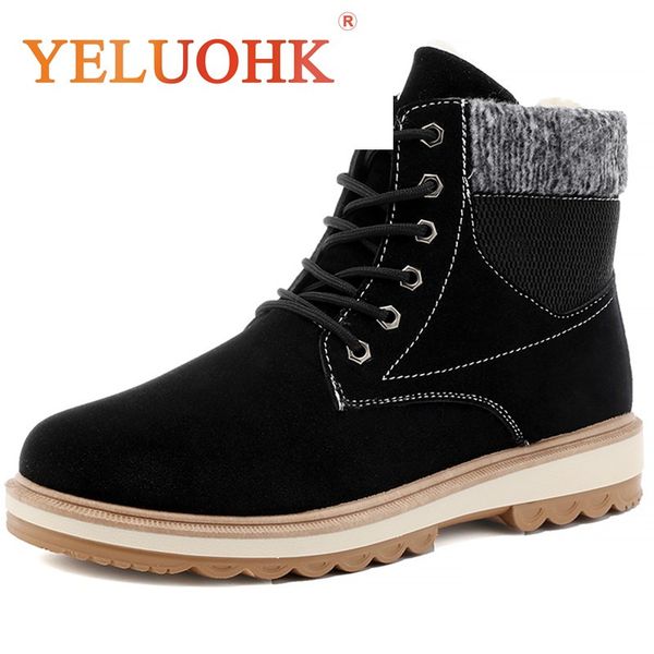 

39-43 men boots plush warm winter boots men 2019 classic winter shoes, Black