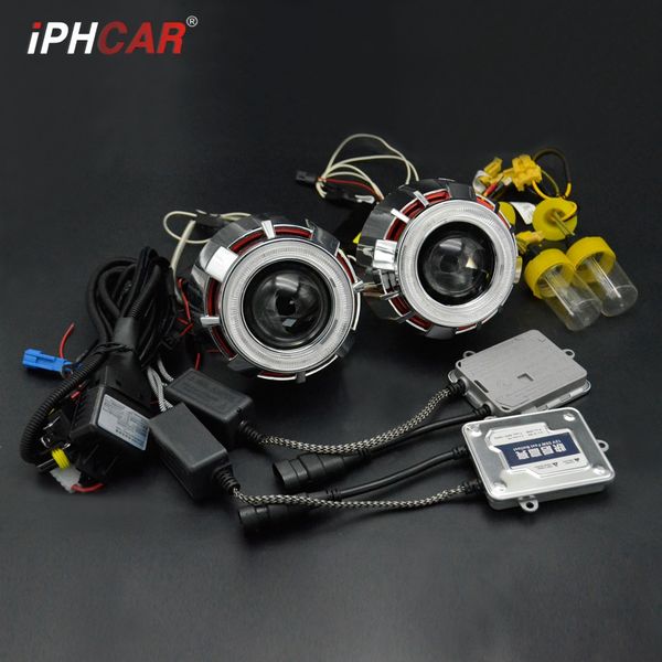 

2.5inch bixenon hid car projector lens angel eyes shrouds xenon kit ballast bulb fit for h1 h4 h7 headlight car assembly kit