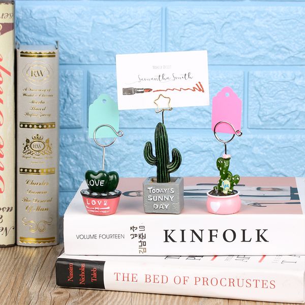 

1 pc mini picture clip deskornament home decor simulation cactus bonsai card holder p frame message folder p