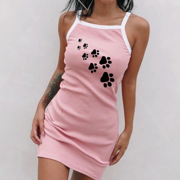 

женщины 19ss летнего платья женского сексуального спагетти ремень любовь шаблон footprint платье, Black;gray