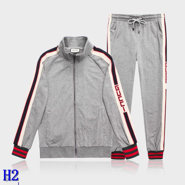 

mens tracksuirt fashion designer tracksuit jackets side striped joggers sweatshirt casual autumn men zipper jacket and long pantsh2, Gray